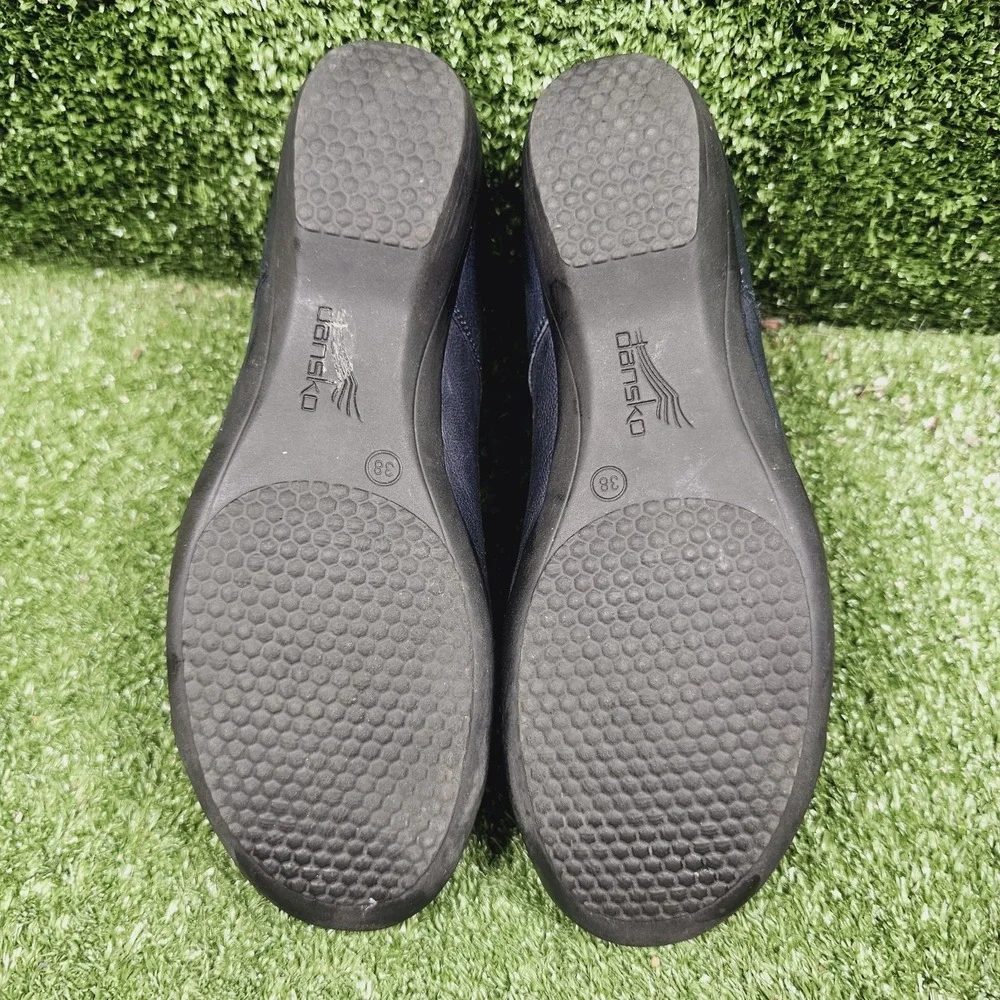 Dansko Fawna Mary Jane Dark Navy Leather Wedge Comfort Shoes Womens 38 Size 8